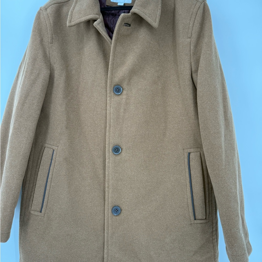 Cole Haan Signature Beige Tan Men’s Pea Coat Size Large - Picture 3 of 13